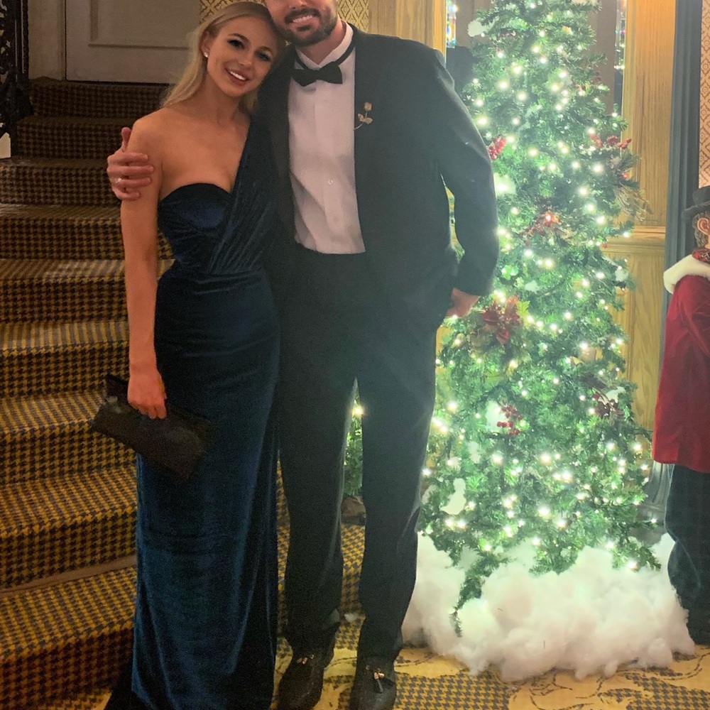 Black tie soft velvet gown